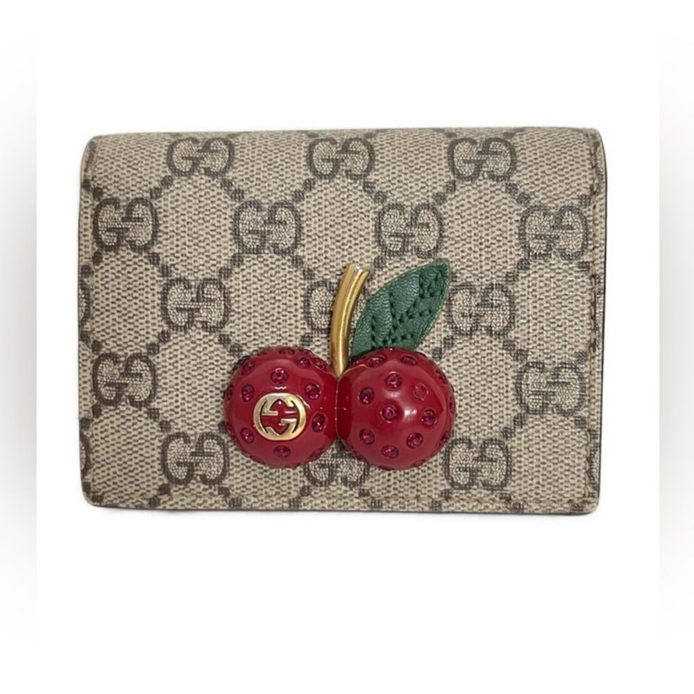 GUCCI Supreme Cherry Monogram Bifold Wallet